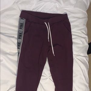 pink- maroon sweatpants